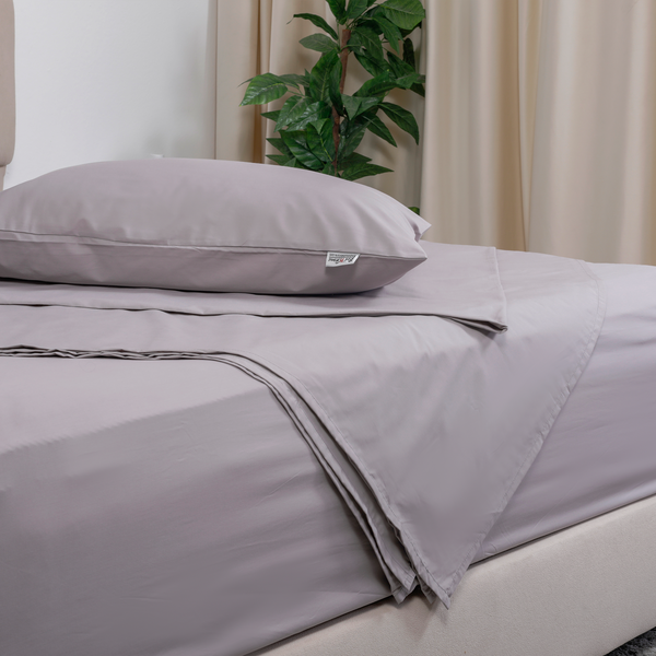 Egyptian Percale Cotton, Flat bed sheet set - Light Gray