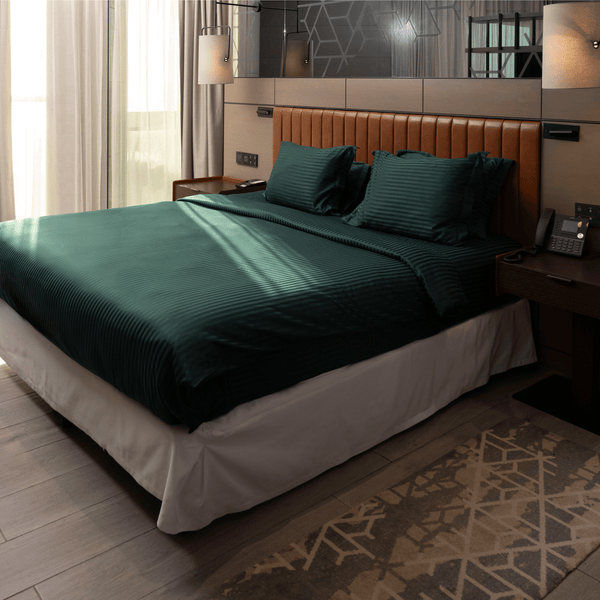 Duvet cover set- Satin, Stripe, 1cm, Green