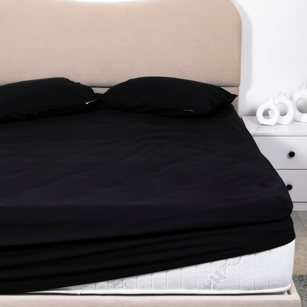 Egyptian Percale Cotton, Fitted bed sheet set- Black