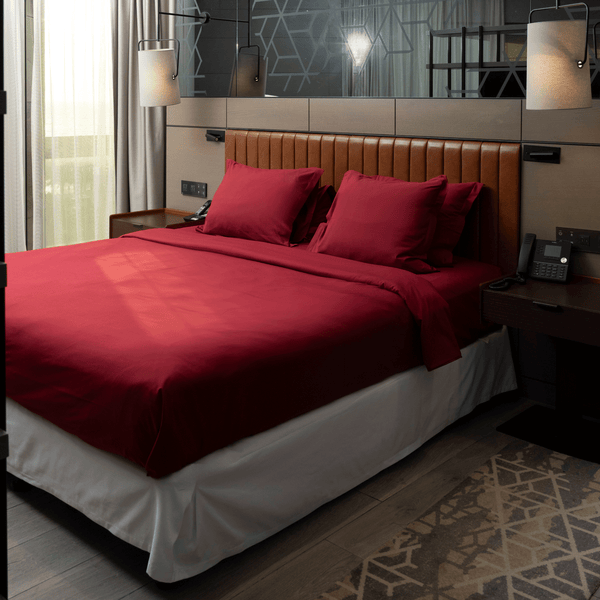 Egyptian Percale Cotton, Duvet cover set - Maroon