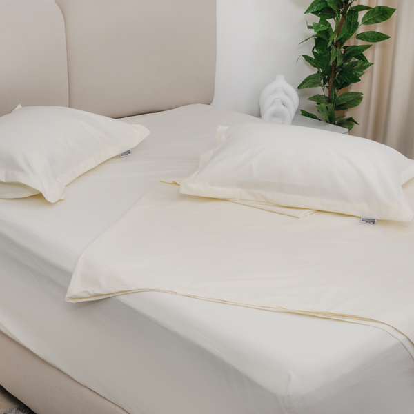 Egyptian Percale Cotton, Flat bed sheet set - Ivory