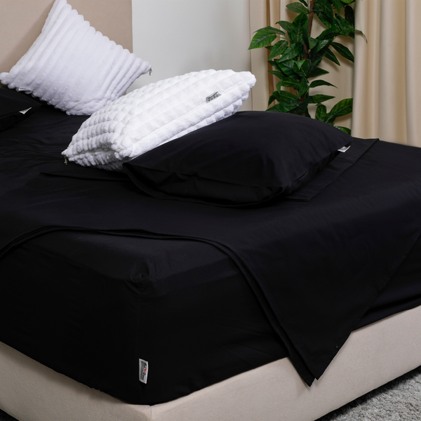 Egyptian Percale Cotton, Flat bed sheet set - Black