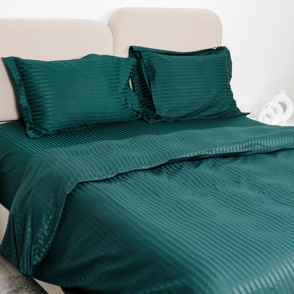 Duvet cover set- Satin, Stripe, 1cm, Green