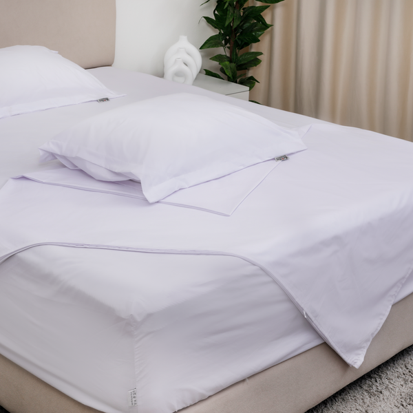 Egyptian Percale Cotton, Flat bed sheet set - White