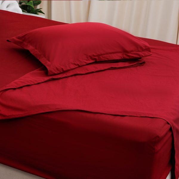 Egyptian Percale Cotton, Flat bed sheet set - Maroon